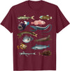Educational Science Ideas Deep Sea Fish Ocean Biology & Marine Science Educational T-Shirt - Burgundy