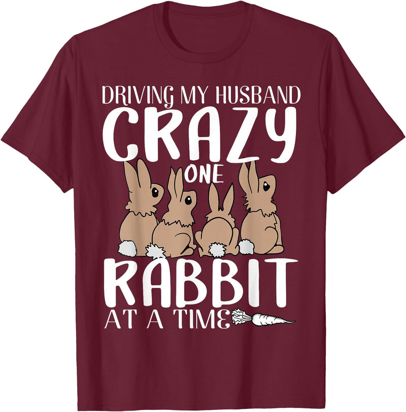 Funny Rabbits Gift Crazy Rabbit Lovers One Rabbit T-Shirt in Burgundy