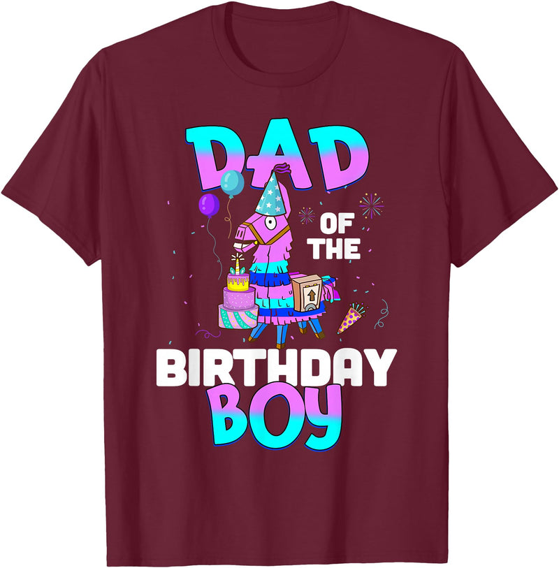 Llama Boys Kids Lovers Dad Fathers Creations Llama Birthday T-Shirt; Birthday Boy Shirt for Dad Father T-Shirt - Burgundy