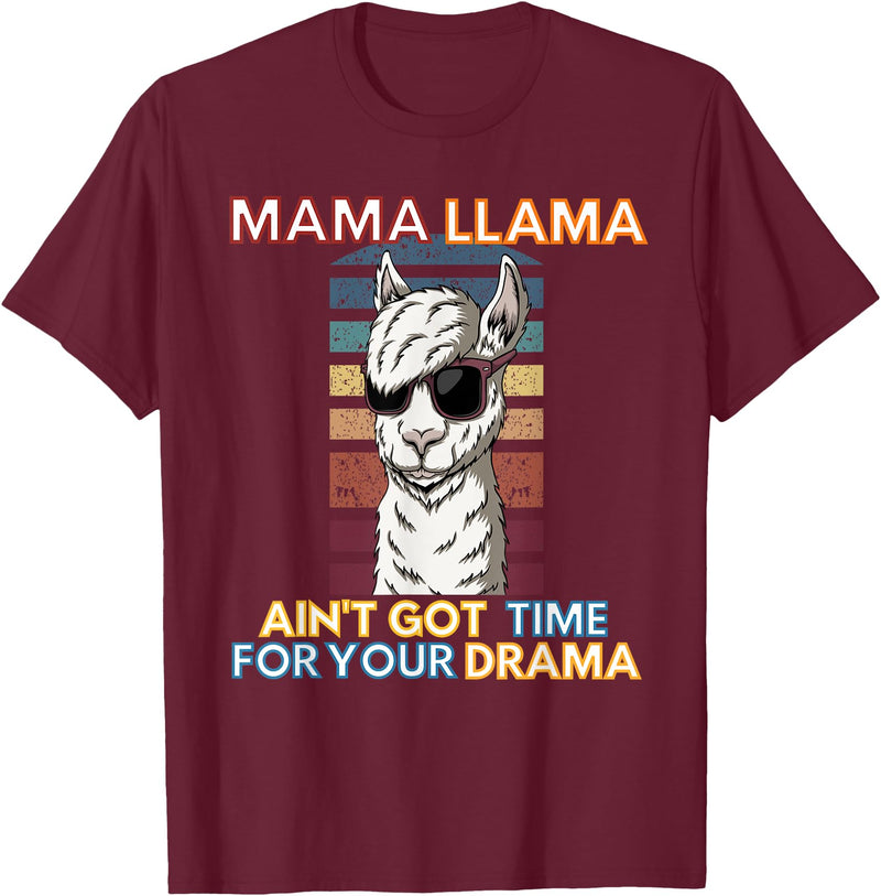 Mama Llama Designs Mama Llama Mom Funny Saying Cute Design For Men Women Kids T-Shirt - Burgundy