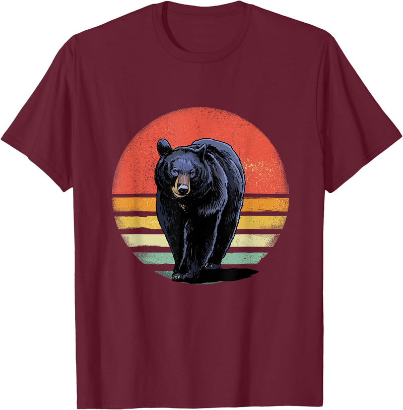 Wowsome! Retro Vintage Black Bear T-Shirt - Burgundy