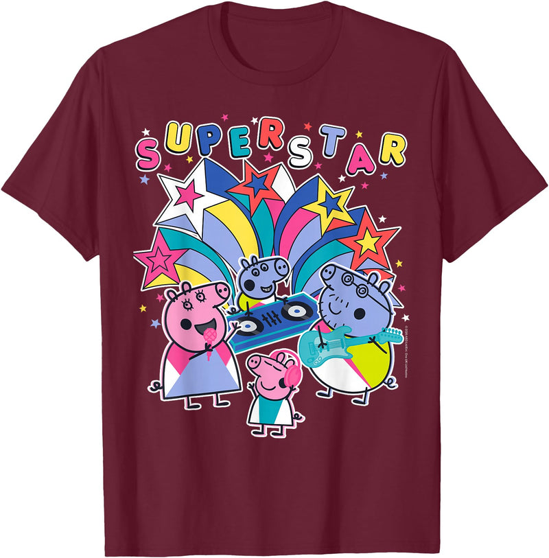 Peppa Pig Super Star Poster T-Shirt - Burgundy