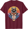 Giraffes Gift For A Giraffe Lover Retro Sunset Giraffe Raccoon Giraffes T-Shirt - Burgundy