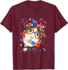 Rodent 4th Of July Costume Guinea Pig Sunglasses US Flag Bow Tie Fireworks 4th July T-Shirt - Burgundy