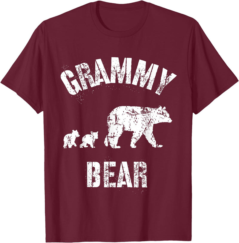 All in the Bear Family Vintage Grammy Bear Grandma With Two 2 Cubs T-Shirt - Burgundy