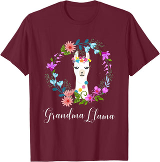 ALPACA FANS, LAMA LOVERS DESIGNS Cute Grandma Llama for Alpaca Fans T-Shirt - Burgundy