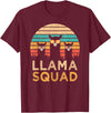 Llama Squad With Glasses Funny Funny Llama Squad Sunglasses Cool Llamas Vintage Gift T-Shirt - Burgundy