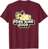 Pork King Good 70's Throwback Pig Logo T-Shirt - Burgundy