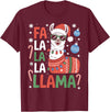 Festive Animal Christmas Funny FA La La La Llama Christmas Holiday Animal Design T-Shirt - Burgundy
