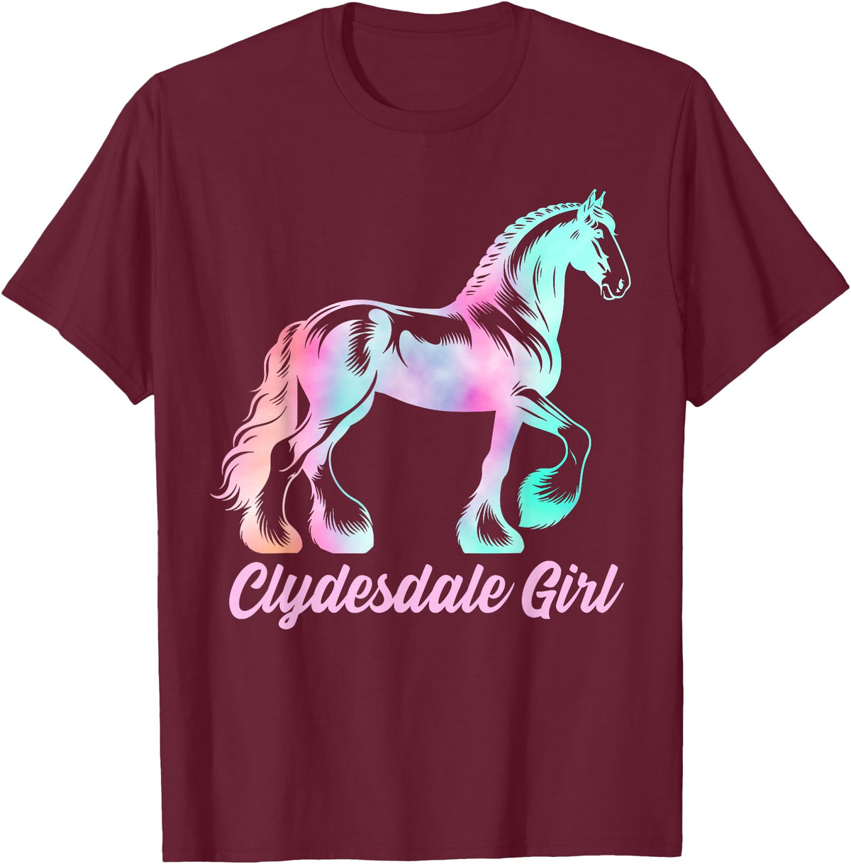 Clydesdale Horse by AKH Clydesdale Horse Girl, Womens Equestrian Clydesdale Horse T-Shirt - Burgundy