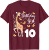 Giraffe Birthday Party by LazyPanda Giraffe 10th Birthday Girl 10 Years Old Giraffe Lover T-Shirt - Burgundy