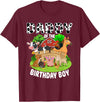 Matching Farm Theme Birthday Shirts By PDQA Daddy of The Bday Boy Farm Animals Matching Farm Theme T-Shirt - Burgundy
