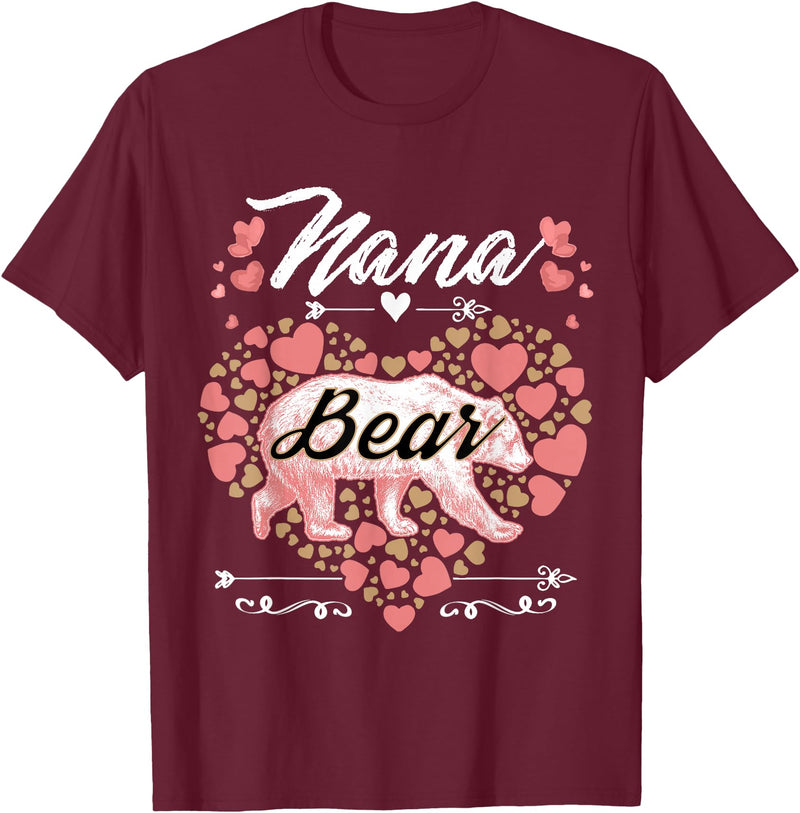 Nana Bear Shirt Designs and Gift Ideas for Grandma Nana Bear Shirt for Women - Cute Mother's Day and Birthday T-Shirt - Burgundy