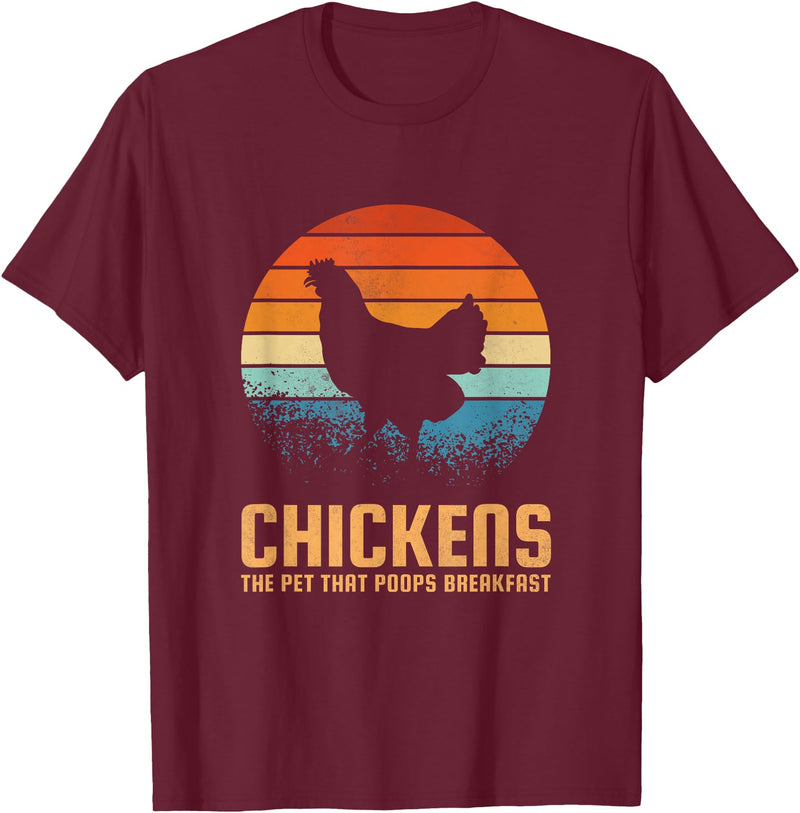 Womens Ranch Farming Farmer Gifts For Men Chickens the pet that poops breakfast T-Shirt - Burgundy