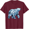 Arctic Polar Bear Mountain Waterfall Nature Arctic Polar Bear Forest Waterfall Landscape T-Shirt - Burgundy