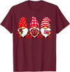 Three Gnome Crew Family Outfit Gnomes Love Valentine's Day Buffalo Leopard Heart Women Men T-Shirt - Burgundy