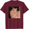 Hamster Meme Peace Sign Funny Pet Owner Trendy T-Shirt - Burgundy