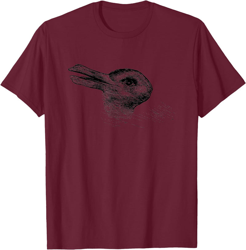 Vintage Duck Rabbit Illusion Psychology Classic T-Shirt in Burgundy