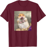 Scared Hamster Meme Funny Pet Owner Dank Trendy T-Shirt - Burgundy