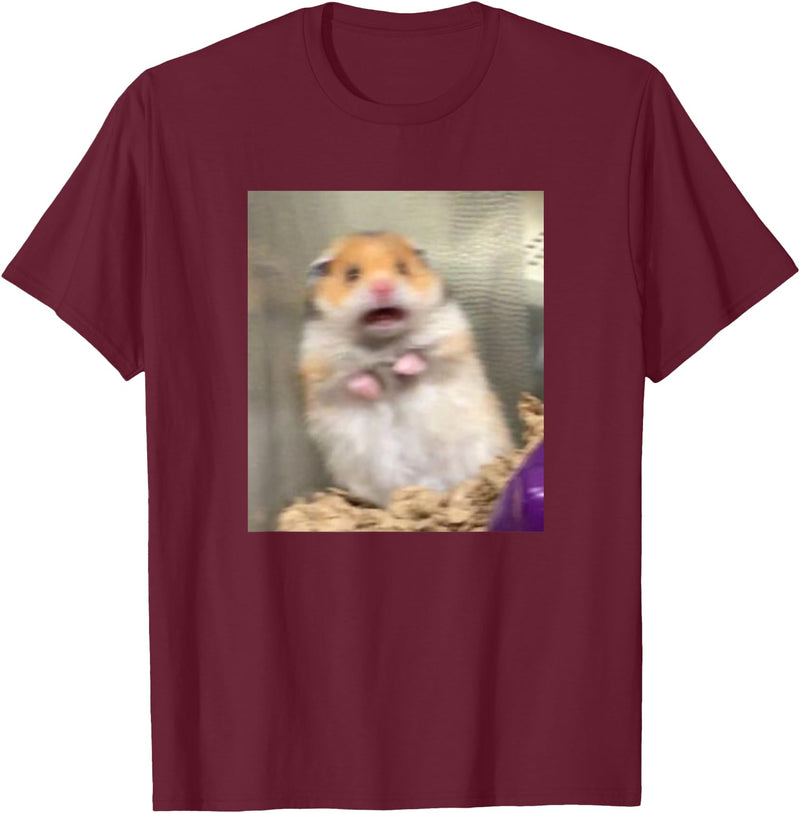 Scared Hamster Meme Funny Pet Owner Dank Trendy T-Shirt - Burgundy
