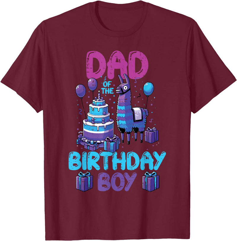 Birthday Party Shirts For Men Women Kids Dad of Birthday Boy Llama Pinata Party Family Matching Men T-Shirt - Burgundy
