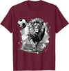 Passion For Sports Style Lion Playing Soccer Sports Team Animal T-Shirt - Burgundy