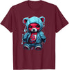 Teddy Bear Hoodie Street Style Urban Art Teddy Bear Hoodie Cool Street Style T-Shirt - Burgundy
