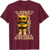 June 1971 55th Birthday Gifts for Men Women 55 Year Old June 1971 Teddy Bear 55th Birthday Men Women T-Shirt - Burgundy