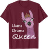The Packing Llamas Llama drama queen T-Shirt - Burgundy