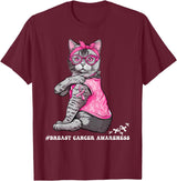 Nad-In October We Wear Pink Funny Cat Pink Ribbon In October We Wear Pink Breast Cancer T-Shirt