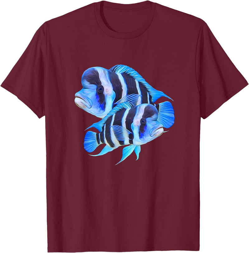 World Support Tees Frontosa Cichlid Fish Aquarium Owners Monster Fish Gift T-Shirt - Burgundy
