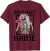 Halloween Spooky Bride Bridesmaid Skeleton Bachelorette T-Shirt - Burgundy