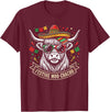 Cinco De Mayo Fiesta Moo Tees Vintage Highland Cow Cinco De Mayo Funny Retro Fiesta Design T-Shirt - Burgundy