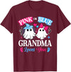 Halloween Ghost Baby Gender Reveal Family Matching Pink or Blue Grandma Loves You Gender Reveal Halloween T-Shirt - Burgundy