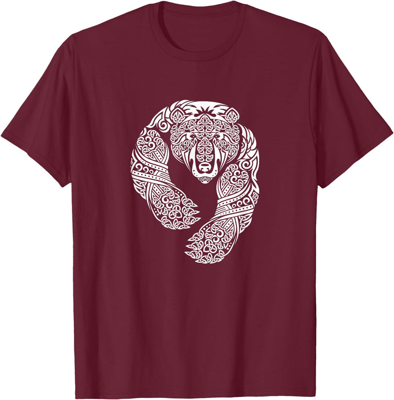 CELTIC KNOTWORK TRIBAL TATTOO BEAR TEES CELTIC KNOTWORK TRIBAL TATTOO BEAR T-SHIRT T-Shirt - Burgundy