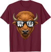generic Buffalo with Sunglasses Wildlife Graphic for Men Women Kids T-Shirt - Burgundy