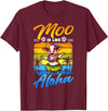Aloha Animal Hawaii Flower Chain Hula Dance Art Hawaii Animal Haku Lei Grass Skirt Hula Dance Aloha Cow T-Shirt - Burgundy