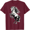 Urban Empyre Shire Horse White Equestrian Rearing T-Shirt - Straight - Burgundy