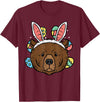 Easter Shirts Women Men Kids Children Easter Gift Easter Bear Face Bunny Ears Eggs Cute Animal Men Women Kids T-Shirt - Burgundy