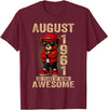 Born in 1961 August 65th Birthday Gifts For Women August 65th Birthday Men Women 1961 Awesome Teddy Bear T-Shirt - Burgundy