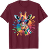 Safari Animal Art Giraffe Sunglasses Funny Giraffe Lover Safari Animal Animal T-Shirt - Burgundy