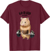 Hamster Muscle Training with Barbell Shrug Bar Fitness Gym T-Shirt - Burgundy