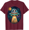 Cow Astronaut Alien Abduction Space Apparel FUUNY Cow Astronaut UFO Abducting Alien Space Farm T-Shirt - Burgundy