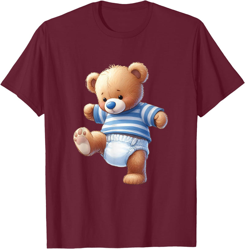 Baby Boy Teddy Bear Baby Shower Gender Reveal T-Shirt - Burgundy
