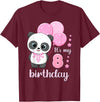 Birthday Gifts for Girls by Content Design Studio Birthday Girl 8 Panda Pink Balloons T-Shirt - Burgundy