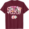 Stock Show Rabbit Mom Livestock County Bunny Mama Floral T-Shirt in Burgundy