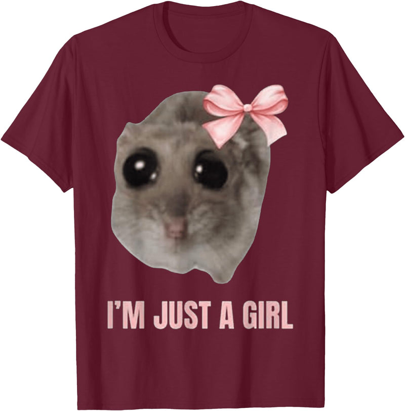 I'm Just a Girl Hamster FUNNY T-Shirt - Burgundy