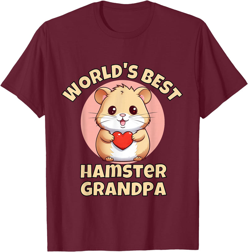 Cute World's Best Hamster Grandpa Grandfather T-Shirt - Burgundy