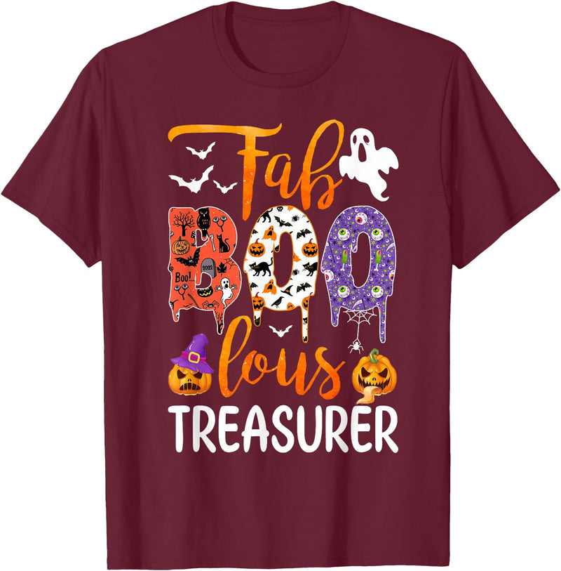 Fab Boo Lous Halloween Costume Fab Boo Lous Treasurer Boo Ghost Pumpkin Halloween T-Shirt - Burgundy