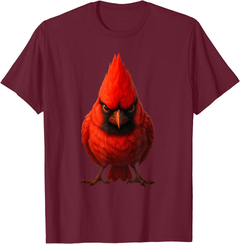 I just really like animals Angry Cardinal Artwork Red Bird Nature Wildlife Graphic T-Shirt - Burgundy